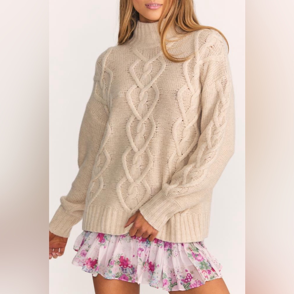 LOVESHACKFANCY Izia Pullover in Wheat - L